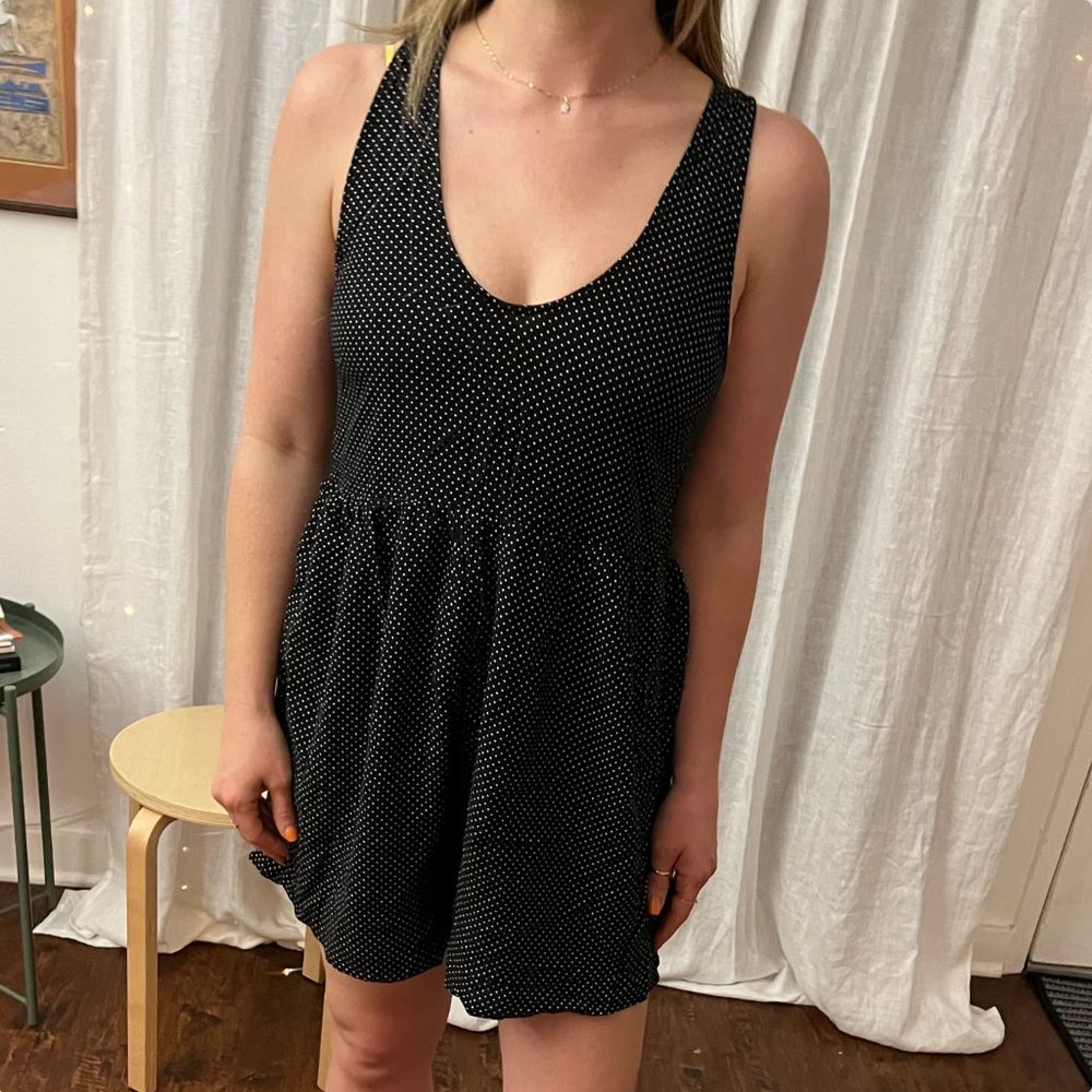 Pull&Bear Black Polka Dot Pull-on Playsuit Romper